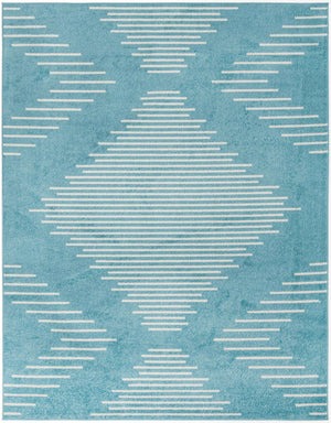 Light Blue 7' 10 x 10' Kai Rectangle Area Rug Easy Clean 100% Polypropylene With Cotton Backing Modern Geometric Carpet for Living, Dining, Office, Bedroom for Sale at Rug Engine