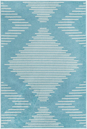 Light Blue 6' 1 x 9' Kai Rectangle Area Rug Easy Clean 100% Polypropylene With Cotton Backing Modern Geometric Carpet for Living, Dining, Office, Bedroom for Sale at Rug Engine