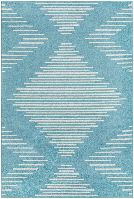 Light Blue 6' 1 x 9' Kai Rectangle Area Rug Easy Clean 100% Polypropylene With Cotton Backing Modern Geometric Carpet for Living, Dining, Office, Bedroom for Sale at Rug Engine