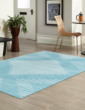 Light Blue 10' x 13' 1 Kai Rectangle Area Rug Easy Clean 100% Polypropylene With Cotton Backing Modern Geometric Carpet for Living, Dining, Office, Bedroom for Sale at Rug Engine