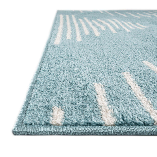 Light Blue 6' 1 x 9' Kai Rectangle Area Rug Easy Clean 100% Polypropylene With Cotton Backing Modern Geometric Carpet for Living, Dining, Office, Bedroom for Sale at Rug Engine