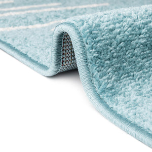 Light Blue 7' 1 x 10' Kai Rectangle Area Rug Easy Clean 100% Polypropylene With Cotton Backing Modern Geometric Carpet for Living, Dining, Office, Bedroom for Sale at Rug Engine