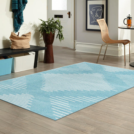 Light Blue 10' x 13' 1 Kai Rectangle Area Rug Easy Clean 100% Polypropylene With Cotton Backing Modern Geometric Carpet for Living, Dining, Office, Bedroom for Sale at Rug Engine