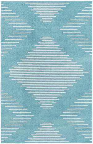 Light Blue 5' 3 x 8' Kai Rectangle Area Rug Easy Clean 100% Polypropylene With Cotton Backing Modern Geometric Carpet for Living, Dining, Office, Bedroom for Sale at Rug Engine