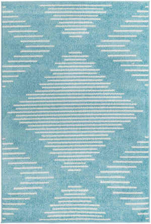 Light Blue 4' 1 x 6' 1 Kai Rectangle Area Rug Easy Clean 100% Polypropylene With Cotton Backing Modern Geometric Carpet for Living, Dining, Office, Bedroom for Sale at Rug Engine