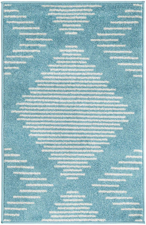 Light Blue 2' x 3' 1 Kai Rectangle Area Rug Easy Clean 100% Polypropylene With Cotton Backing Modern Geometric Carpet for Living, Dining, Office, Bedroom for Sale at Rug Engine