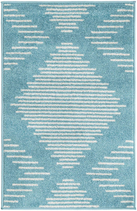Light Blue 2' x 3' 1 Kai Rectangle Area Rug Easy Clean 100% Polypropylene With Cotton Backing Modern Geometric Carpet for Living, Dining, Office, Bedroom for Sale at Rug Engine