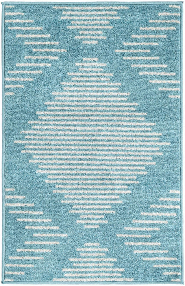 Light Blue 2' x 3' 1 Kai Rectangle Area Rug Easy Clean 100% Polypropylene With Cotton Backing Modern Geometric Carpet for Living, Dining, Office, Bedroom for Sale at Rug Engine
