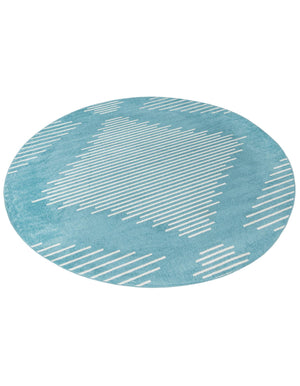 Light Blue 10' x 10' Kai Round Area Rug Easy Clean 100% Polypropylene With Cotton Backing Modern Geometric Carpet for Living, Dining, Office, Bedroom for Sale at Rug Engine