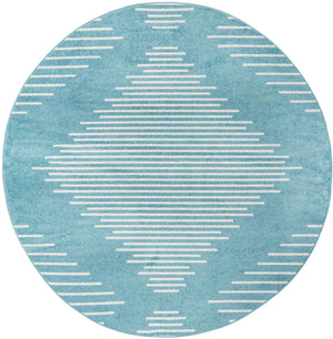 Light Blue 2' x 7' 10 Kai Round Area Rug Easy Clean 100% Polypropylene With Cotton Backing Modern Geometric Carpet for Living, Dining, Office, Bedroom for Sale at Rug Engine