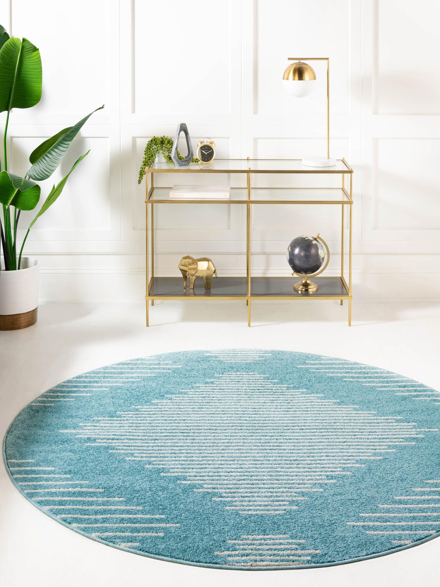 Light Blue 10' x 10' Kai Round Area Rug Easy Clean 100% Polypropylene With Cotton Backing Modern Geometric Carpet for Living, Dining, Office, Bedroom for Sale at Rug Engine