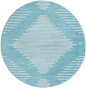 Light Blue 6' 1 x 6' 1 Kai Round Area Rug Easy Clean 100% Polypropylene With Cotton Backing Modern Geometric Carpet for Living, Dining, Office, Bedroom for Sale at Rug Engine