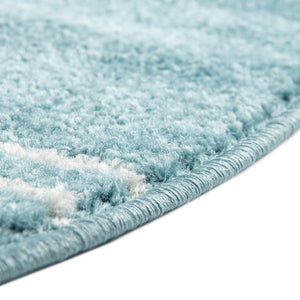Light Blue 3' 1 x 3' 1 Kai Round Area Rug Easy Clean 100% Polypropylene With Cotton Backing Modern Geometric Carpet for Living, Dining, Office, Bedroom for Sale at Rug Engine