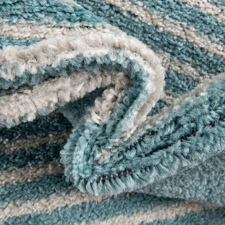 Light Blue 6' 1 x 6' 1 Kai Round Area Rug Easy Clean 100% Polypropylene With Cotton Backing Modern Geometric Carpet for Living, Dining, Office, Bedroom for Sale at Rug Engine