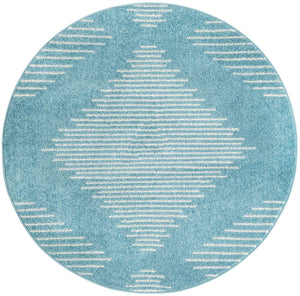 Light Blue 4' 1 x 4' 1 Kai Round Area Rug Easy Clean 100% Polypropylene With Cotton Backing Modern Geometric Carpet for Living, Dining, Office, Bedroom for Sale at Rug Engine