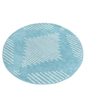 Light Blue 3' 1 x 3' 1 Kai Round Area Rug Easy Clean 100% Polypropylene With Cotton Backing Modern Geometric Carpet for Living, Dining, Office, Bedroom for Sale at Rug Engine