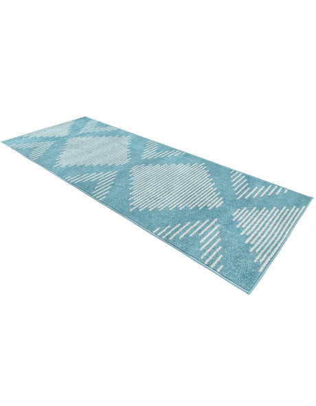 Light Blue 2' x 6' 1 Kai Runner Area Rug Easy Clean 100% Polypropylene With Cotton Backing Modern Geometric Carpet for Living, Dining, Office, Bedroom for Sale at Rug Engine