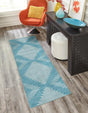 Light Blue 2' x 5' 3 Kai Runner Area Rug Easy Clean 100% Polypropylene With Cotton Backing Modern Geometric Carpet for Living, Dining, Office, Bedroom for Sale at Rug Engine