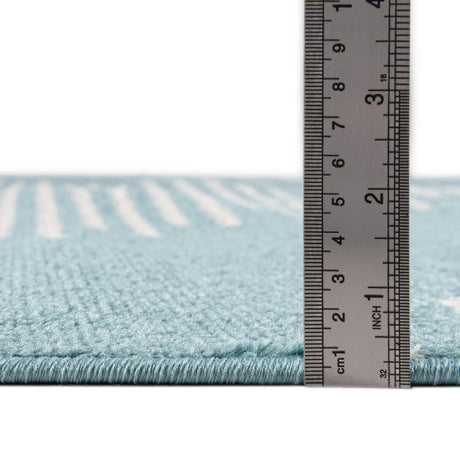 Light Blue 3' 3 x 14' 1 Kai Runner Area Rug Easy Clean 100% Polypropylene With Cotton Backing Modern Geometric Carpet for Living, Dining, Office, Bedroom for Sale at Rug Engine
