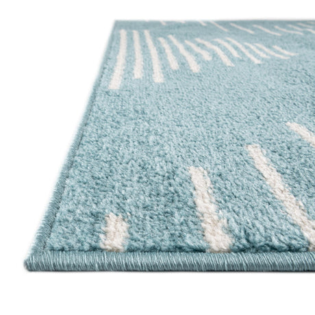 Light Blue 2' x 8' Kai Runner Area Rug Easy Clean 100% Polypropylene With Cotton Backing Modern Geometric Carpet for Living, Dining, Office, Bedroom for Sale at Rug Engine