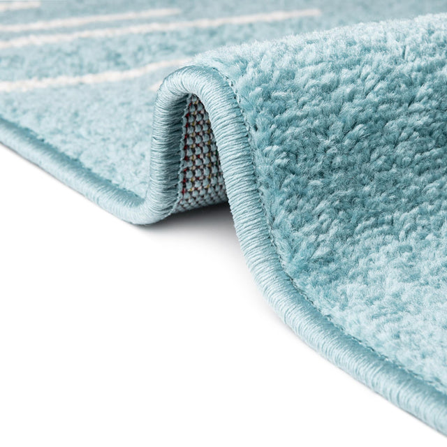Light Blue 2' x 6' 1 Kai Runner Area Rug Easy Clean 100% Polypropylene With Cotton Backing Modern Geometric Carpet for Living, Dining, Office, Bedroom for Sale at Rug Engine