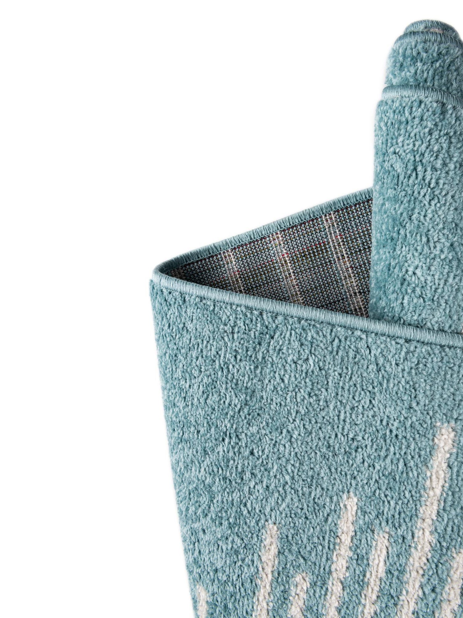 Light Blue 2' x 8' Kai Runner Area Rug Easy Clean 100% Polypropylene With Cotton Backing Modern Geometric Carpet for Living, Dining, Office, Bedroom for Sale at Rug Engine