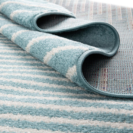 Light Blue 3' 3 x 14' 1 Kai Runner Area Rug Easy Clean 100% Polypropylene With Cotton Backing Modern Geometric Carpet for Living, Dining, Office, Bedroom for Sale at Rug Engine