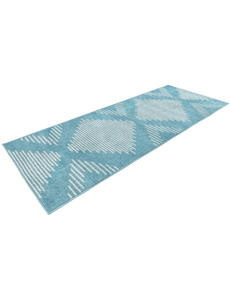Light Blue 2' x 6' 1 Kai Runner Area Rug Easy Clean 100% Polypropylene With Cotton Backing Modern Geometric Carpet for Living, Dining, Office, Bedroom for Sale at Rug Engine