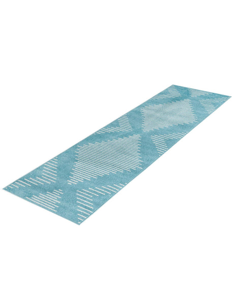 Light Blue 2' x 8' Kai Runner Area Rug Easy Clean 100% Polypropylene With Cotton Backing Modern Geometric Carpet for Living, Dining, Office, Bedroom for Sale at Rug Engine