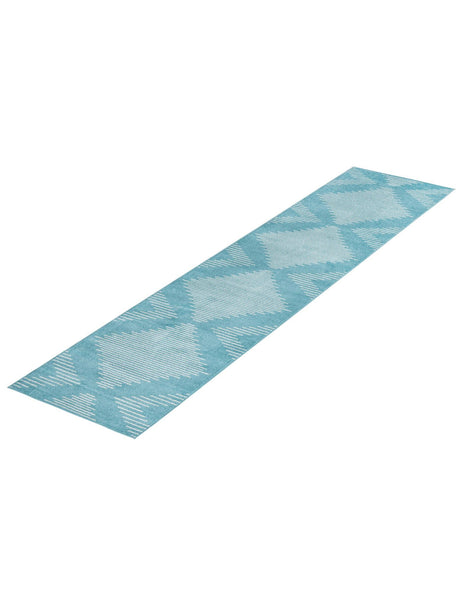 Light Blue 3' 3 x 14' 1 Kai Runner Area Rug Easy Clean 100% Polypropylene With Cotton Backing Modern Geometric Carpet for Living, Dining, Office, Bedroom for Sale at Rug Engine