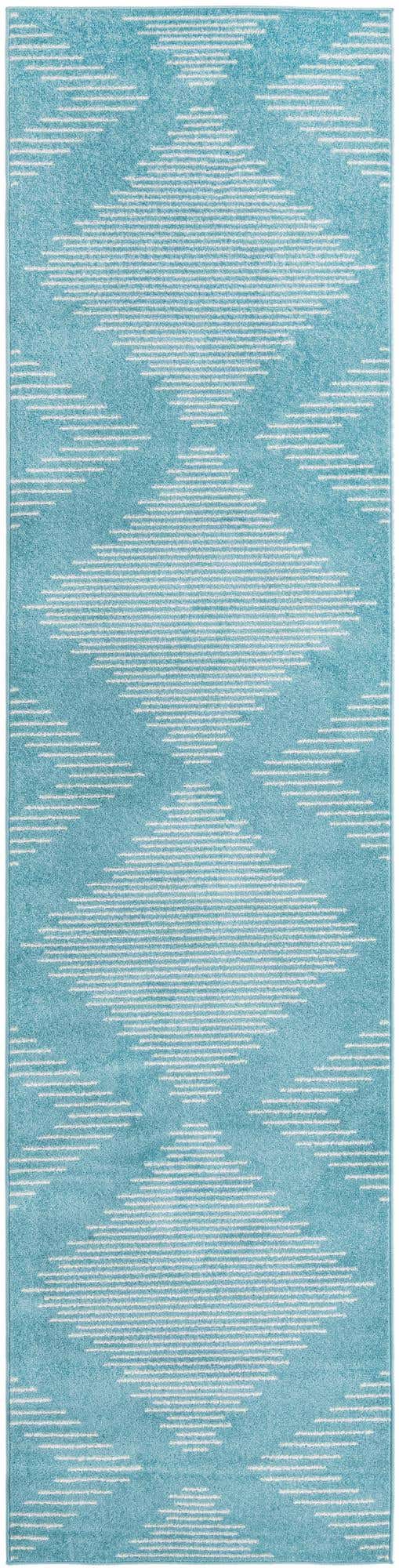 Light Blue 3' 3 x 14' 1 Kai Runner Area Rug Easy Clean 100% Polypropylene With Cotton Backing Modern Geometric Carpet for Living, Dining, Office, Bedroom for Sale at Rug Engine
