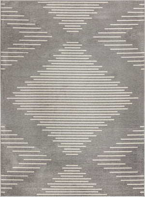 Gray and Ivory 10' x 13' 1 Kai Rectangle Area Rug Easy Clean 100% Polypropylene With Cotton Backing Modern Geometric Carpet for Living, Dining, Office, Bedroom for Sale at Rug Engine