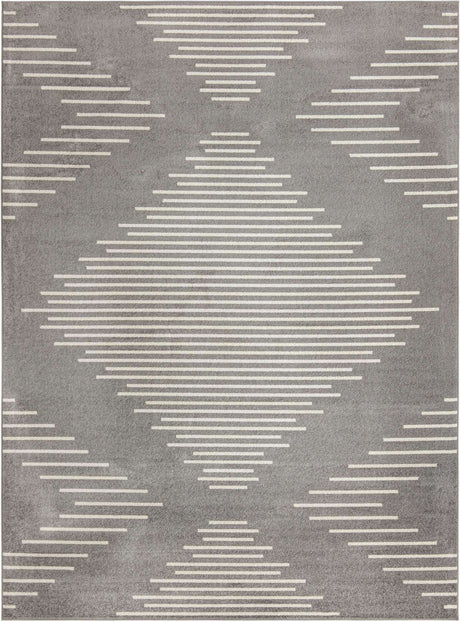 Gray and Ivory 10' x 13' 1 Kai Rectangle Area Rug Easy Clean 100% Polypropylene With Cotton Backing Modern Geometric Carpet for Living, Dining, Office, Bedroom for Sale at Rug Engine