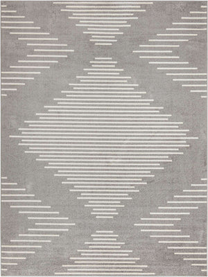 Gray and Ivory 9' x 12' Kai Rectangle Area Rug Easy Clean 100% Polypropylene With Cotton Backing Modern Geometric Carpet for Living, Dining, Office, Bedroom for Sale at Rug Engine