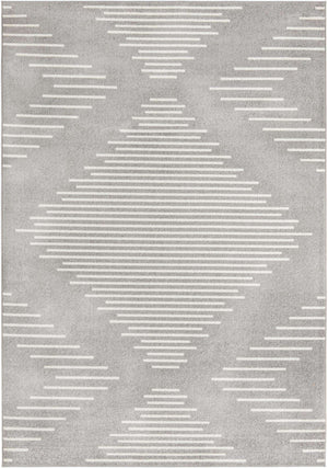 Gray and Ivory 7' 1 x 10' Kai Rectangle Area Rug Easy Clean 100% Polypropylene With Cotton Backing Modern Geometric Carpet for Living, Dining, Office, Bedroom for Sale at Rug Engine