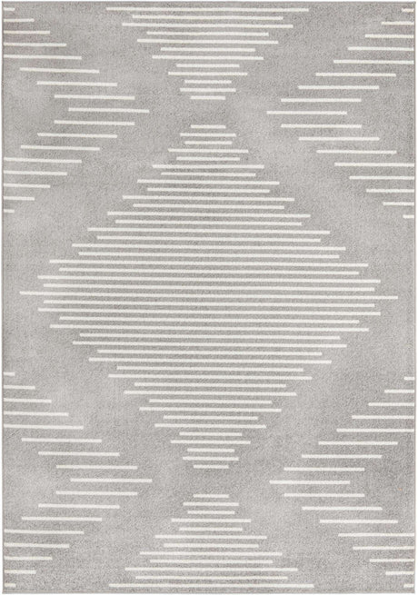 Gray and Ivory 7' 1 x 10' Kai Rectangle Area Rug Easy Clean 100% Polypropylene With Cotton Backing Modern Geometric Carpet for Living, Dining, Office, Bedroom for Sale at Rug Engine