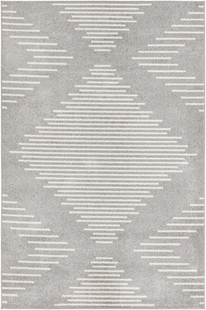 Gray and Ivory 6' 1 x 9' Kai Rectangle Area Rug Easy Clean 100% Polypropylene With Cotton Backing Modern Geometric Carpet for Living, Dining, Office, Bedroom for Sale at Rug Engine