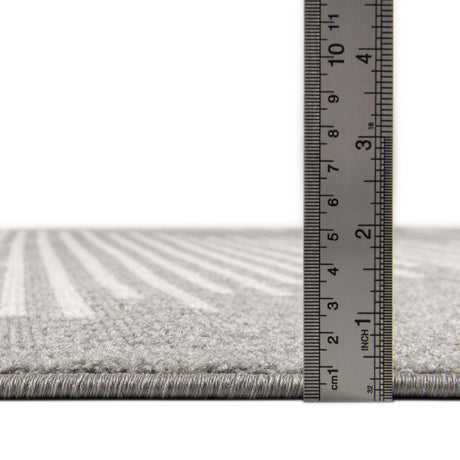Gray and Ivory 7' 1 x 10' Kai Rectangle Area Rug Easy Clean 100% Polypropylene With Cotton Backing Modern Geometric Carpet for Living, Dining, Office, Bedroom for Sale at Rug Engine