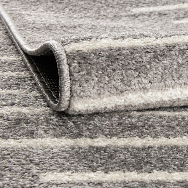 Gray and Ivory 6' 1 x 9' Kai Rectangle Area Rug Easy Clean 100% Polypropylene With Cotton Backing Modern Geometric Carpet for Living, Dining, Office, Bedroom for Sale at Rug Engine