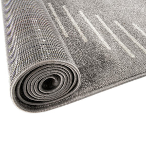 Gray and Ivory 6' 1 x 9' Kai Rectangle Area Rug Easy Clean 100% Polypropylene With Cotton Backing Modern Geometric Carpet for Living, Dining, Office, Bedroom for Sale at Rug Engine