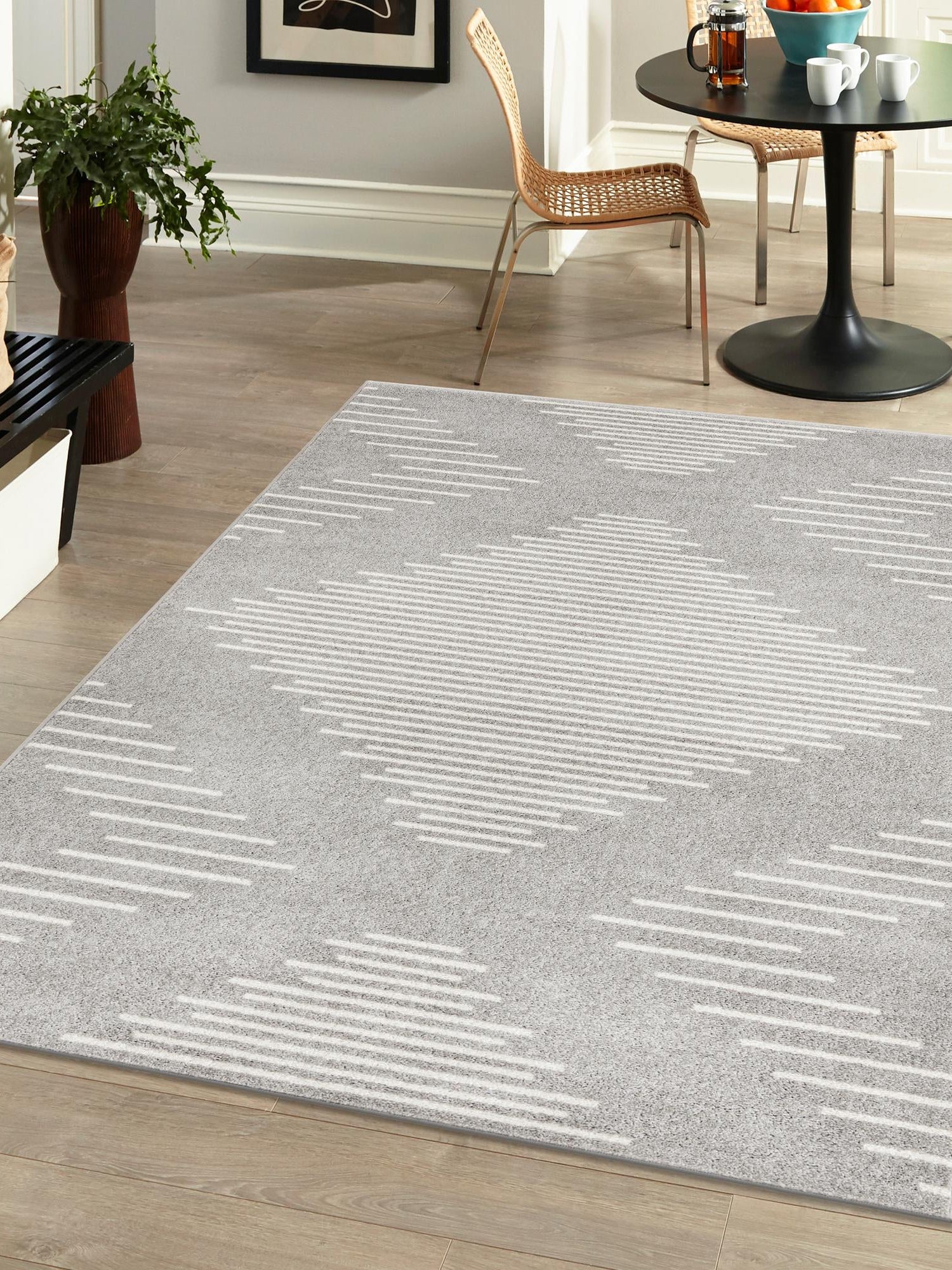 Gray and Ivory 10' x 13' 1 Kai Rectangle Area Rug Easy Clean 100% Polypropylene With Cotton Backing Modern Geometric Carpet for Living, Dining, Office, Bedroom for Sale at Rug Engine