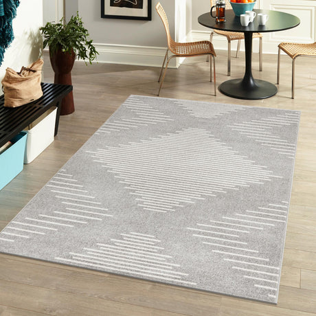 Gray and Ivory 10' x 13' 1 Kai Rectangle Area Rug Easy Clean 100% Polypropylene With Cotton Backing Modern Geometric Carpet for Living, Dining, Office, Bedroom for Sale at Rug Engine