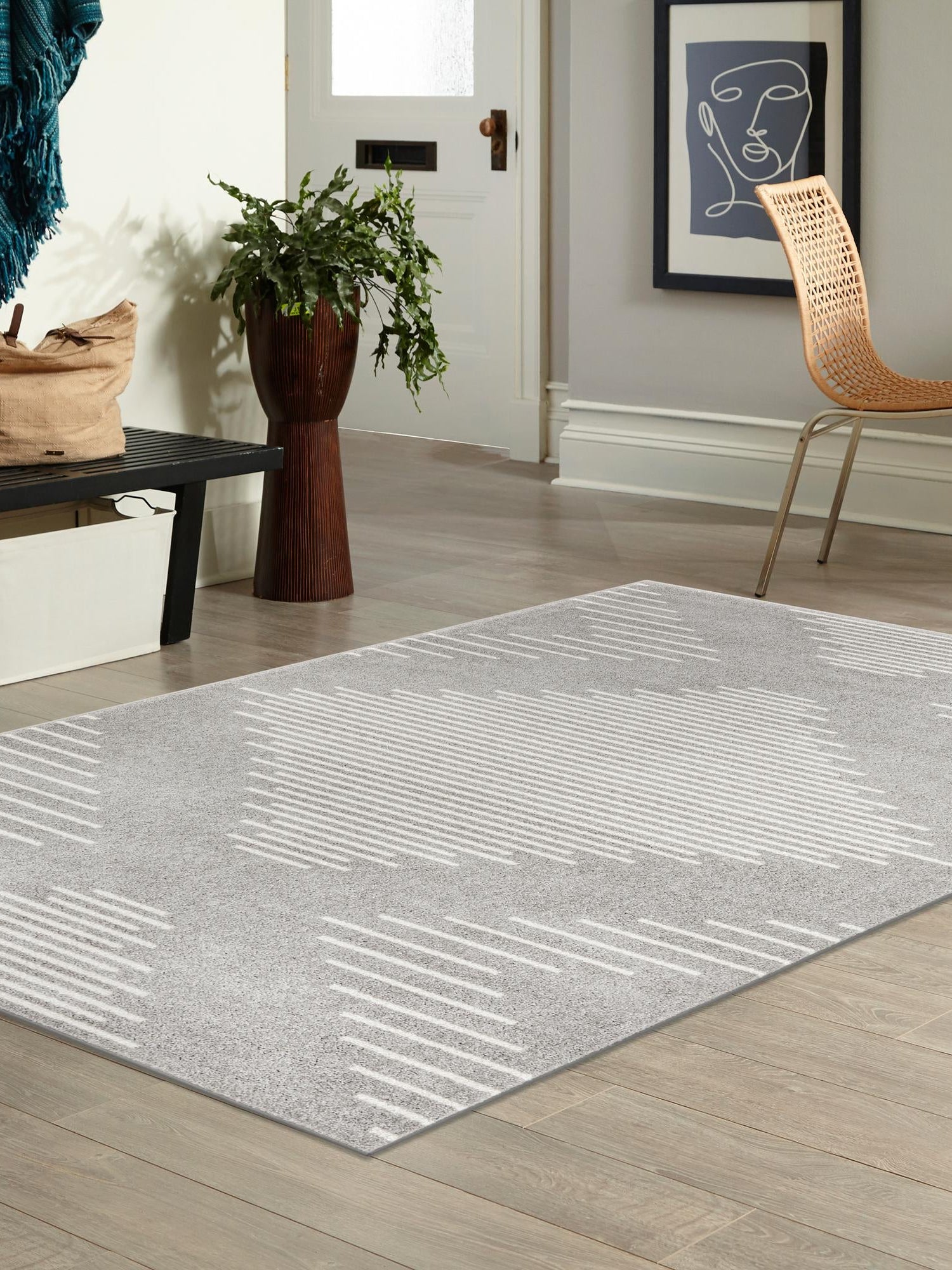 Gray and Ivory 10' x 13' 1 Kai Rectangle Area Rug Easy Clean 100% Polypropylene With Cotton Backing Modern Geometric Carpet for Living, Dining, Office, Bedroom for Sale at Rug Engine