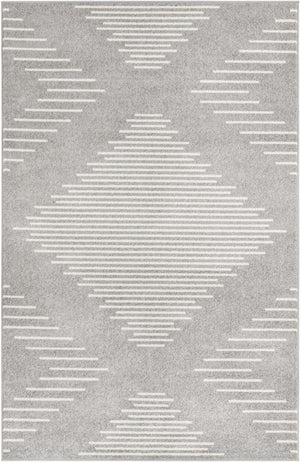 Gray and Ivory 5' 3 x 8' Kai Rectangle Area Rug Easy Clean 100% Polypropylene With Cotton Backing Modern Geometric Carpet for Living, Dining, Office, Bedroom for Sale at Rug Engine