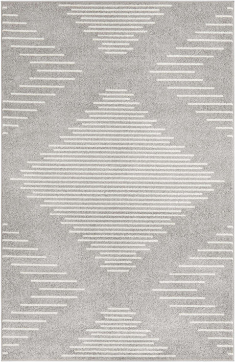 Gray and Ivory 5' 3 x 8' Kai Rectangle Area Rug Easy Clean 100% Polypropylene With Cotton Backing Modern Geometric Carpet for Living, Dining, Office, Bedroom for Sale at Rug Engine