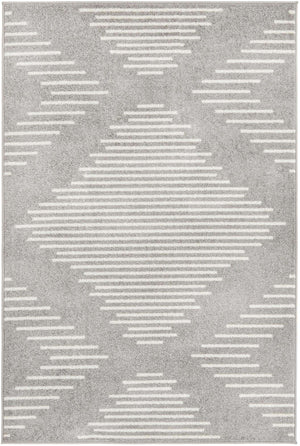 Gray and Ivory 4' 1 x 6' 1 Kai Rectangle Area Rug Easy Clean 100% Polypropylene With Cotton Backing Modern Geometric Carpet for Living, Dining, Office, Bedroom for Sale at Rug Engine