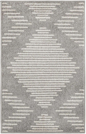 Gray and Ivory 2' x 3' 1 Kai Rectangle Area Rug Easy Clean 100% Polypropylene With Cotton Backing Modern Geometric Carpet for Living, Dining, Office, Bedroom for Sale at Rug Engine