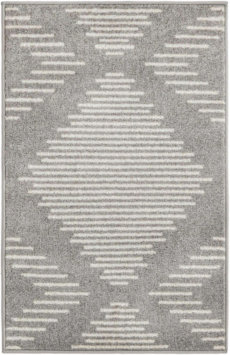 Gray and Ivory 2' x 3' 1 Kai Rectangle Area Rug Easy Clean 100% Polypropylene With Cotton Backing Modern Geometric Carpet for Living, Dining, Office, Bedroom for Sale at Rug Engine