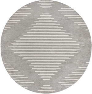 Gray and Ivory 10' x 10' Kai Round Area Rug Easy Clean 100% Polypropylene With Cotton Backing Modern Geometric Carpet for Living, Dining, Office, Bedroom for Sale at Rug Engine