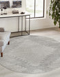 Gray and Ivory 6' 1 x 6' 1 Kai Round Area Rug Easy Clean 100% Polypropylene With Cotton Backing Modern Geometric Carpet for Living, Dining, Office, Bedroom for Sale at Rug Engine